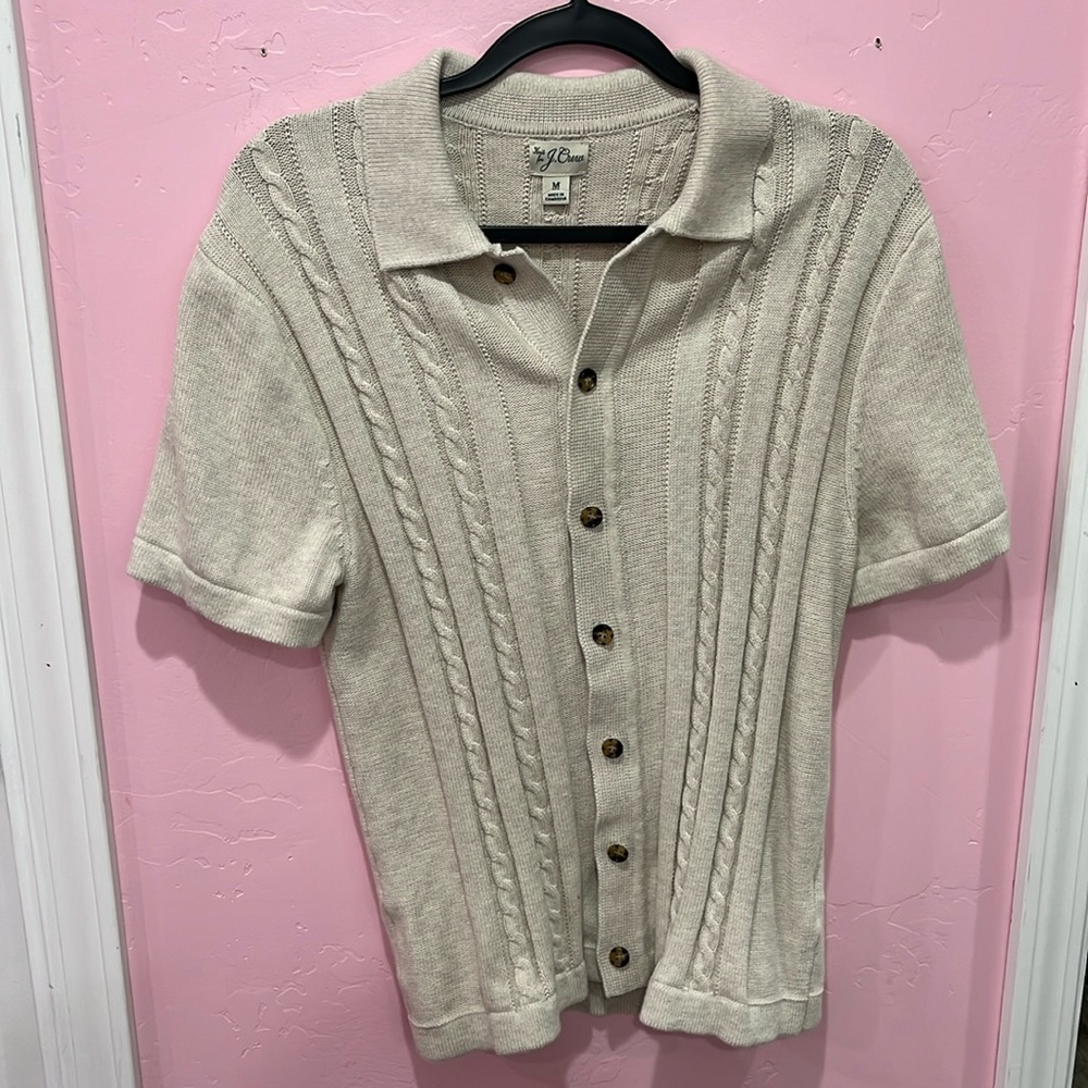 Men’s knit shirt button down cream color